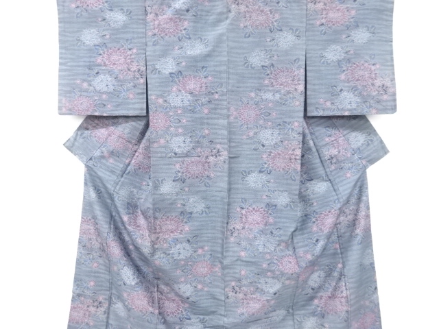 花模様織出し十日町紬着物